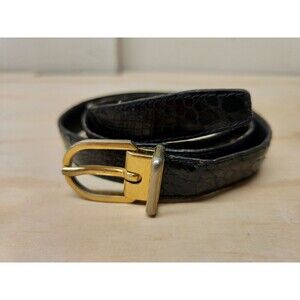 Harvey Nichols Made in Italy Black Genuine Crocodile Vintage Belt 29.5 to 34 in